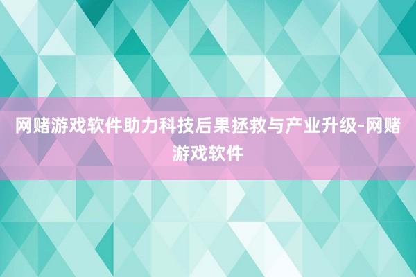 网赌游戏软件助力科技后果拯救与产业升级-网赌游戏软件