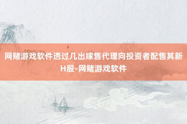网赌游戏软件透过几出嫁售代理向投资者配售其新H股-网赌游戏软件