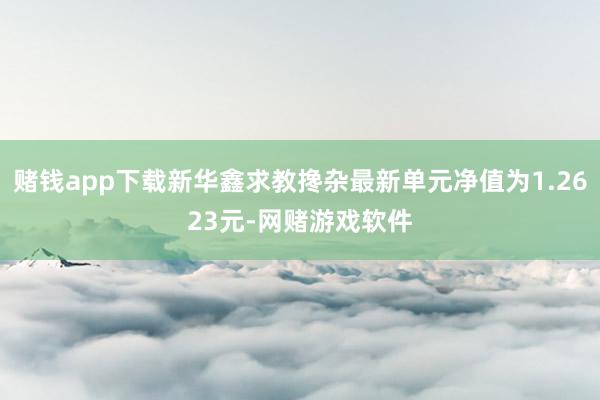 赌钱app下载新华鑫求教搀杂最新单元净值为1.2623元-网赌游戏软件