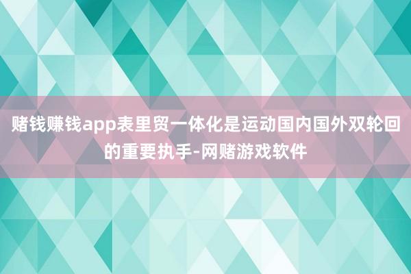 赌钱赚钱app表里贸一体化是运动国内国外双轮回的重要执手-网赌游戏软件